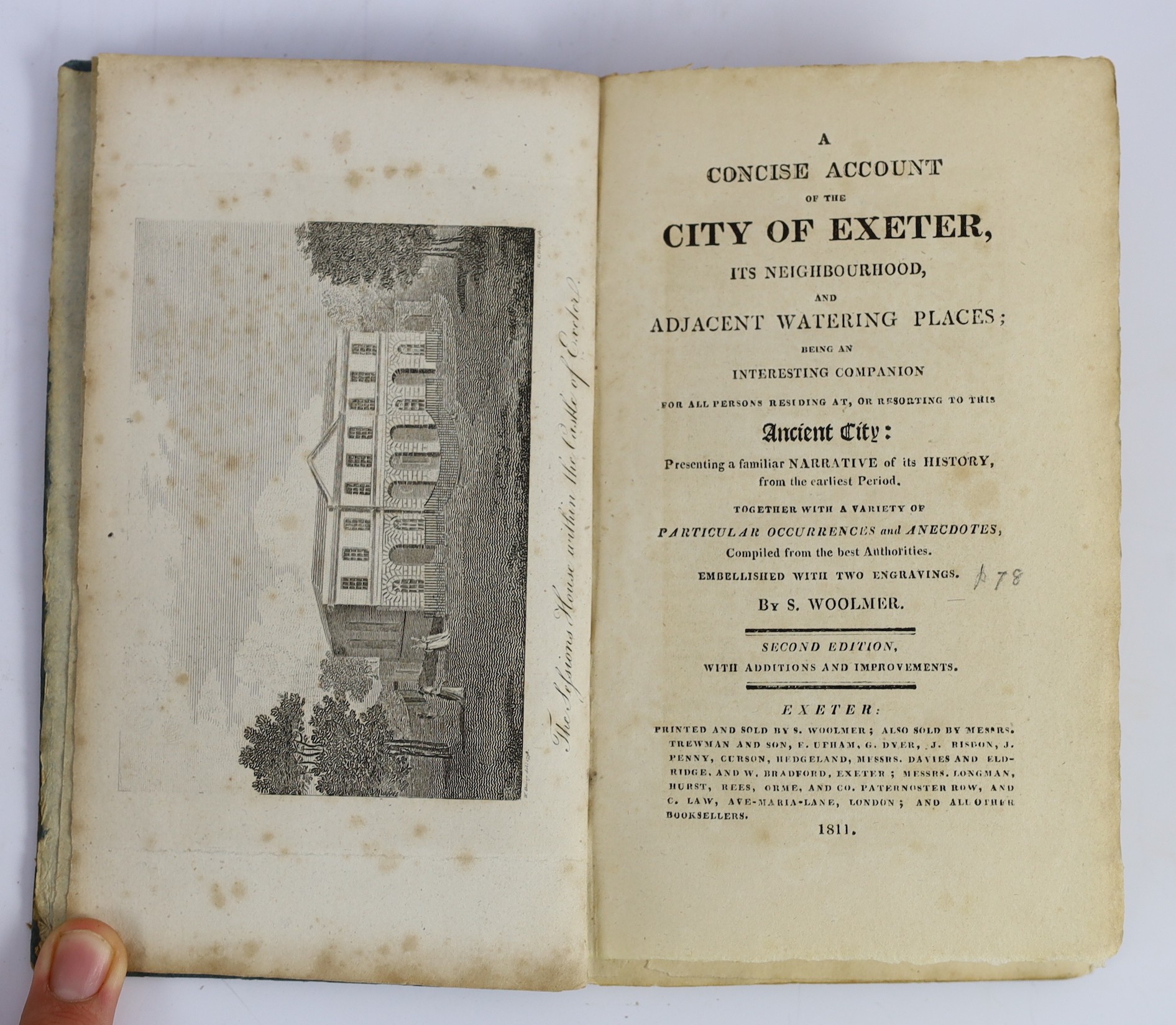 EXETER - Oliver, George, Rev. - The History of Exeter, 8vo, rebound half green morocco, Exeter, 1821; Jenkins, Alexander - The History and Description of the County of Exeter and its Environs, 8vo, half calf, with engrav